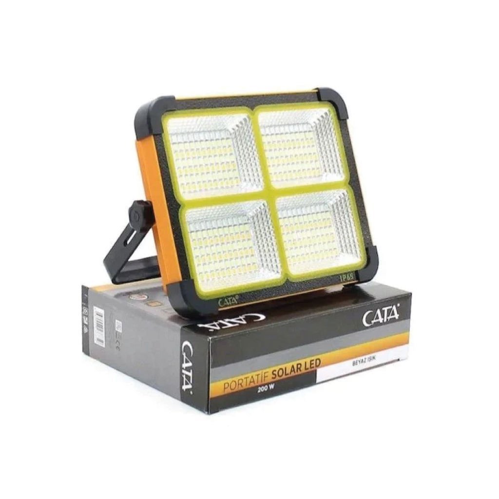 Cata 200W Taşınabilir Şarjlı Solar Projektör Beyaz 6400K IP44 CT-4698B