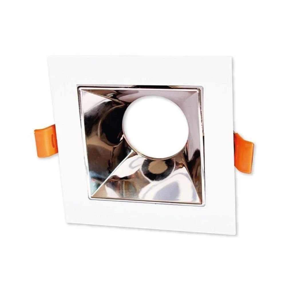 Cata Jaguar Kare Beyaz+Platin Spot Kasası Gu10 Duy Boş Kasa CT-5066BP