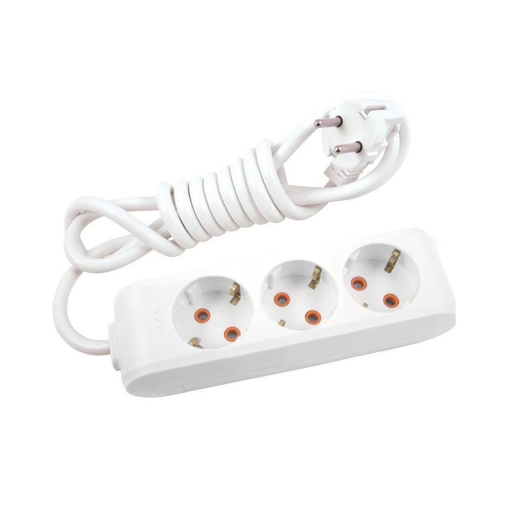 Viko Multi-Let Beyaz Üçlü Grup Priz Topraklı Kablolu Çocuk Korumalı 2 Mt 90113302