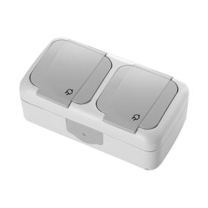 Viko Palmiye Gri Yatay İkili Kombine Topraklı Priz + Topraklı Priz 90555588