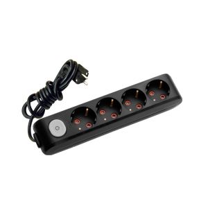 Viko Multi-Let Siyah Dörtlü Grup Priz Anahtarlı Topraklı Kablolu Çocuk Korumalı 2Mt 90137402