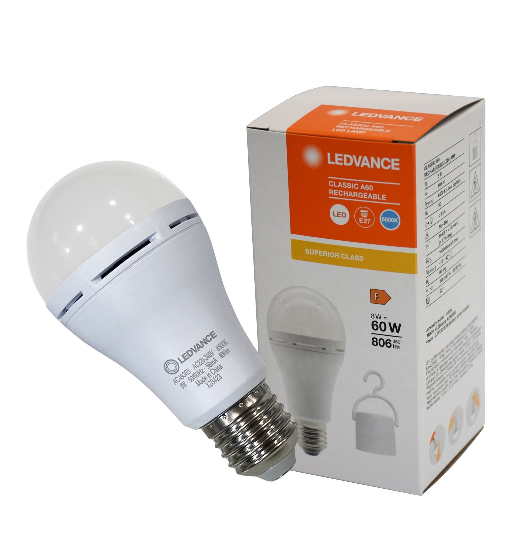 Ledvance LCLA60 Rech 8W/865 230V E27 Şarjlı Ampul 4099854102431