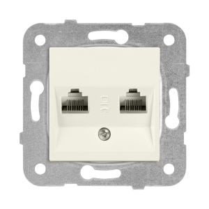 Viko Meridian/ Karre Krem İkili Data Prizi (2 X Rj45 Cat5E) (Mek+Düğ/Kap.) Çerçeve Hariç 90967234