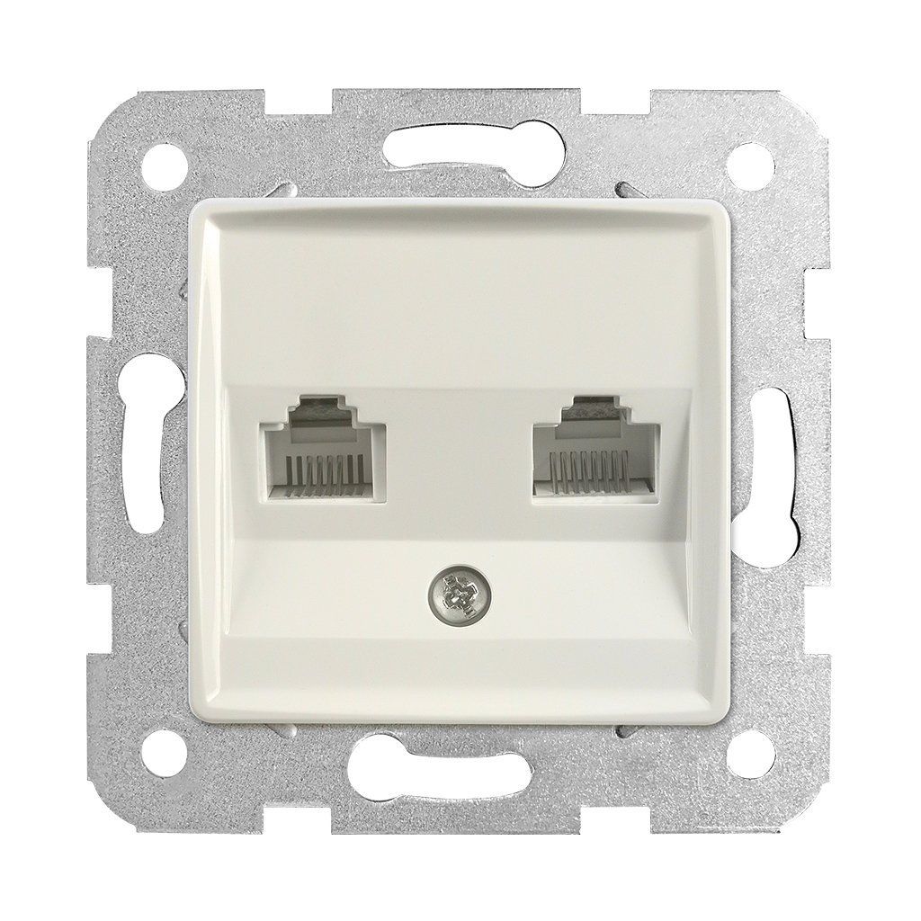 Viko Rollina/ Linnera Krem Data-Nümeris Telefon Prizi (Rj45 Cat6 - Rj11) (Mek+Düğ/Kap.) Çerçeve Hariç 90441080