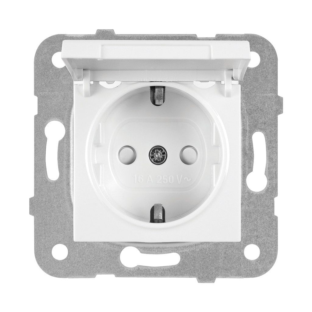 Viko Meridian/ Karre Beyaz Çocuk Korumalı Etiketli Kapaklı Topraklı Priz (Mek+Düğ/Kap.) Çerçeve Hariç 90967113