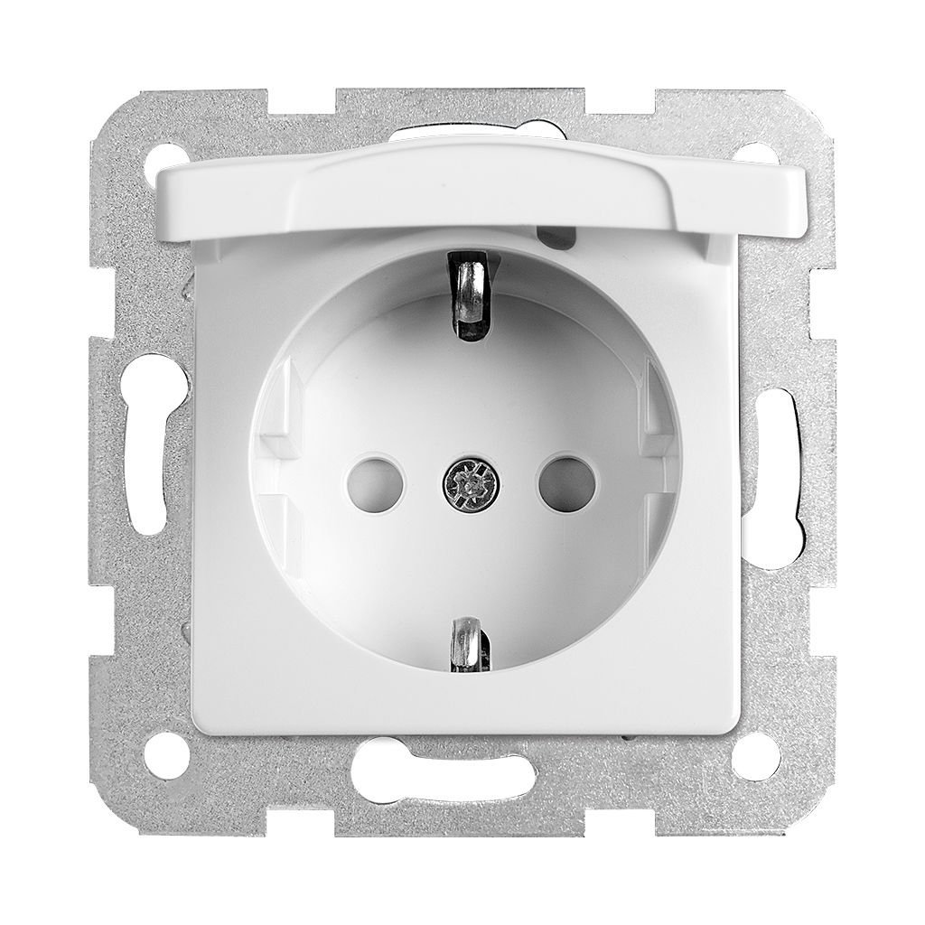 Viko Rollina - Linnera Beyaz Kapaklı Topraklı Priz (Mekanizma+Düğme/Kapak Dahil) 90440012