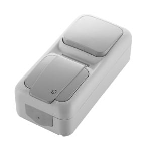 Viko Palmiye Gri Dikey İkili Kombine Anahtar + Topraklı Priz 90555781