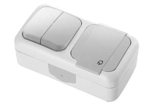 Viko Palmiye Beyaz Yatay İkili Kombine Komütatör + Topraklı Priz 90555482