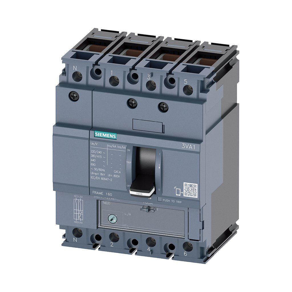 Siemens 3VA1112-4EE46-0AA0 4X125A 36Ka Kompakt Şalter Tm220 Aşırı Yük Ve Kısa Devre Korumalı