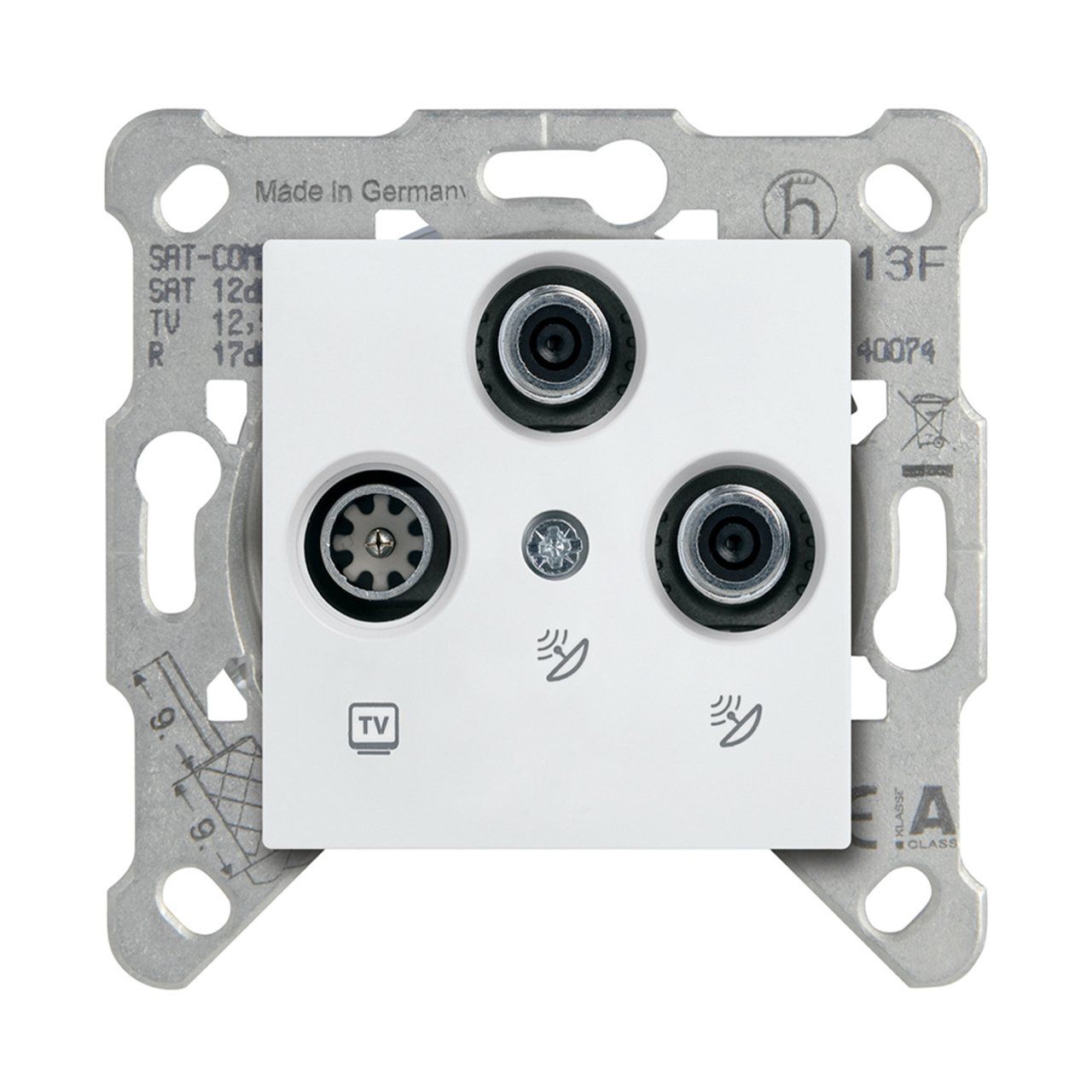 Viko Meridian/ Karre Beyaz Uydu Prizi Geçiflli (Sat-Tv-Rd) 13Db (Mek+Düğ/Kap.) Çerçeve Hariç 90967052