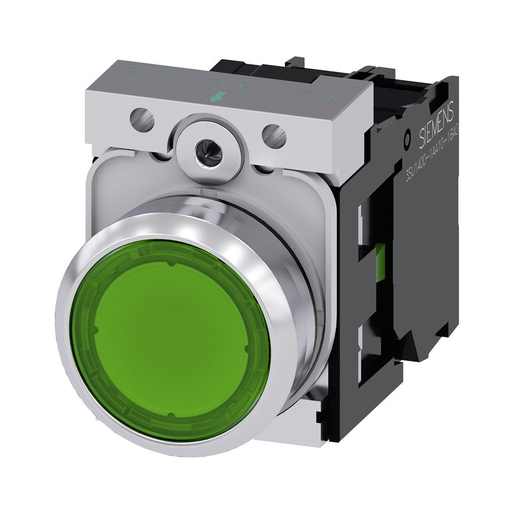 Siemens 3SU1156-0AB40-1BA0 Buton Komple Işıklı Yay Dönüşlü 230V Ac Yeşil