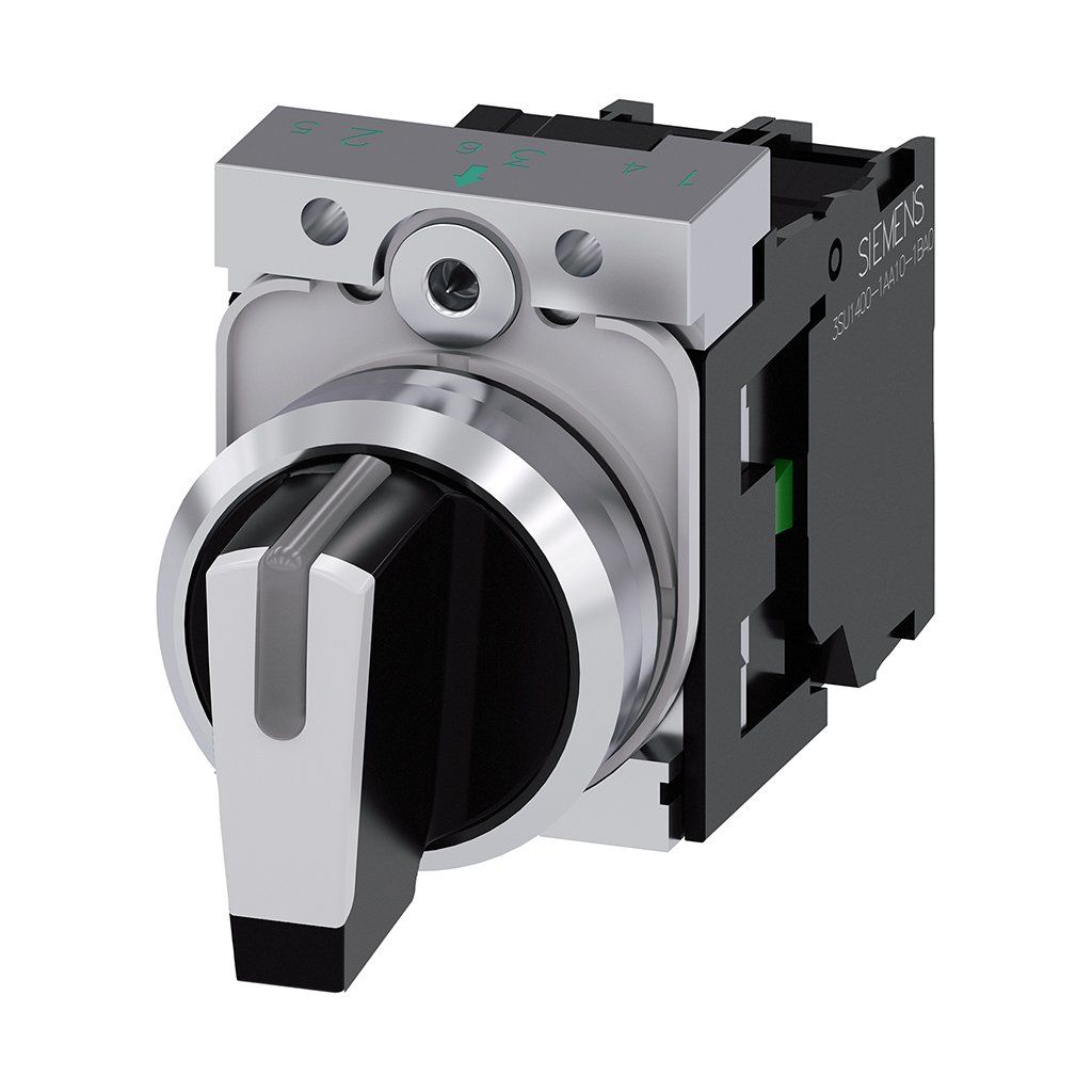 Siemens 3SU1150-2BL60-1NA0 Komple Mandal Buton Metal 1No 1No 1-0-2 Pozisyonlu Işıklandırılabilir Kalıcı Mandan Buton Metal