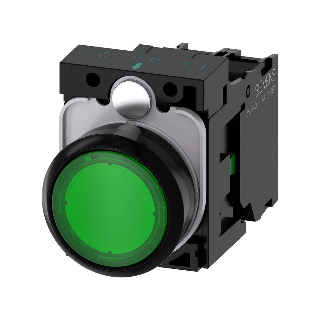 Siemens 3SU1102-0AB40-1BA0 Buton Komple Işıklı Yay Dönüşlü Ac/Dc Yeşil