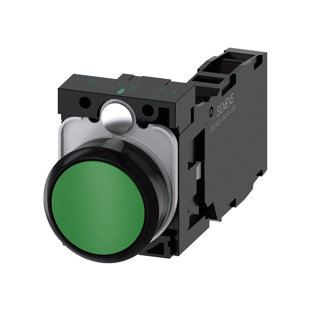 Siemens 3SU1100-0AB40-1FA0 Buton Komple Yay Dönüş Yeşil 1No+Nc