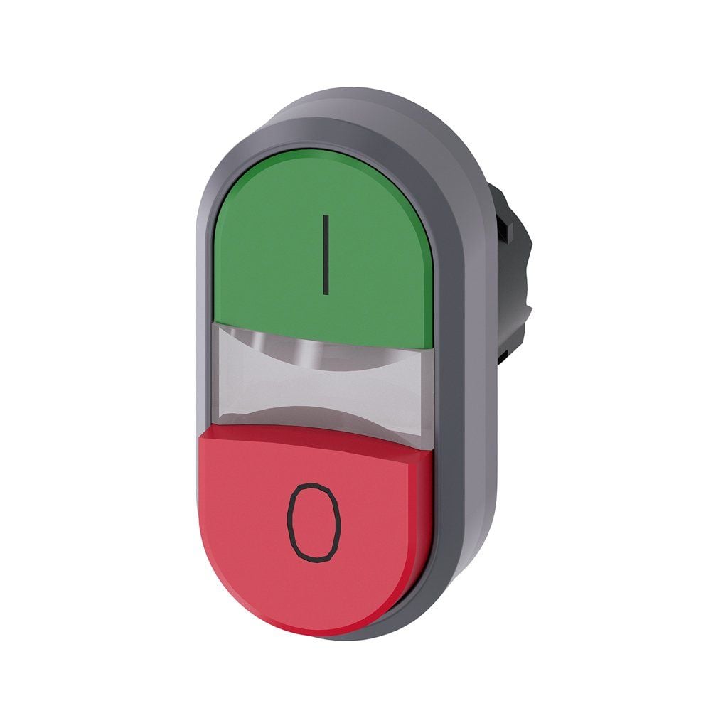 Siemens 3SU1030-3BB42-0AK0 Mat Metal İkiz Buton 0-1 Yazılı Kırmızı-Yeşil