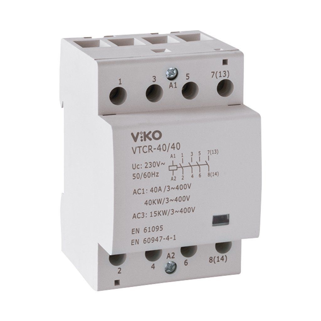 Viko Modüler Ray Tipi Kontaktör 2 Kutup 20A 1 Modül 1No+1Nc VTCR-20/11