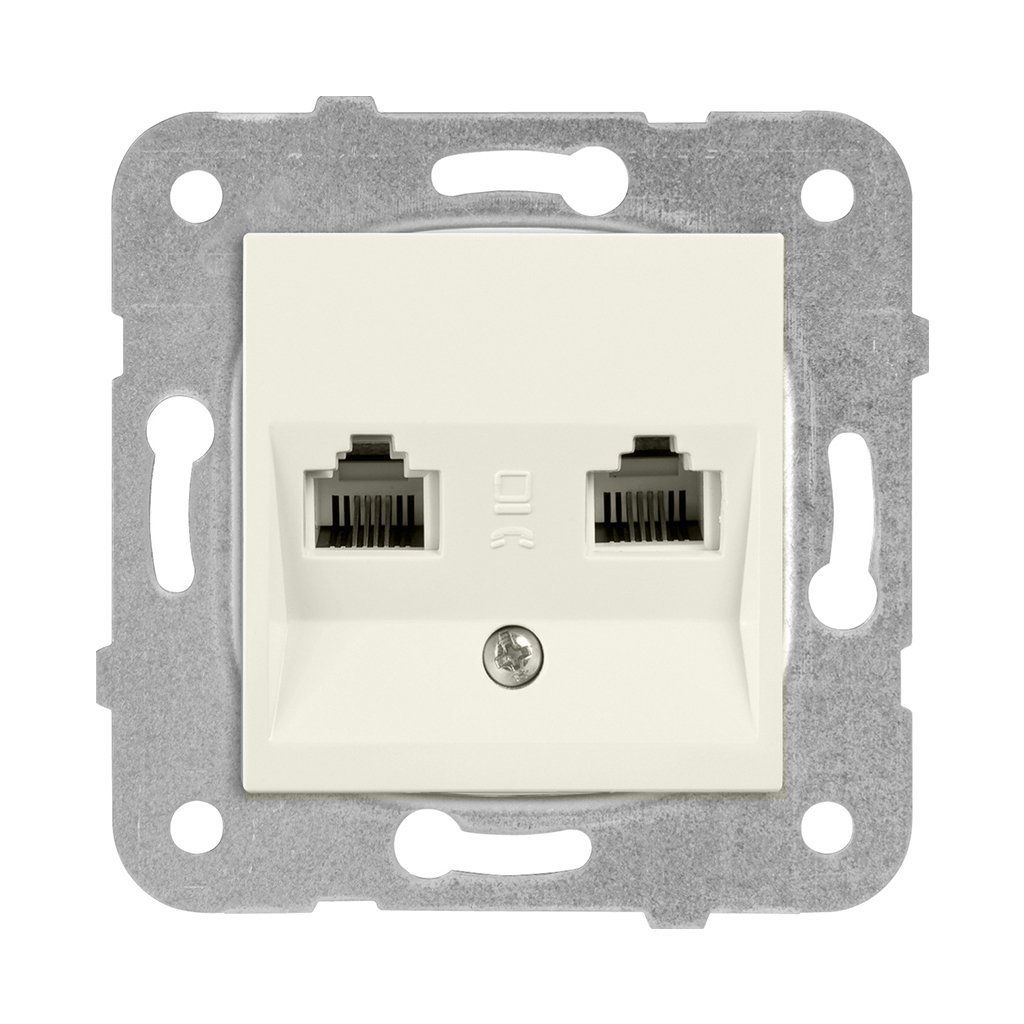 Viko Meridian/ Karre Krem İkili Nümeris Telefon Prizi (2 X Rj11) (Mek+Düğ/Kap.) Çerçeve Hariç 90967233 12 Ad